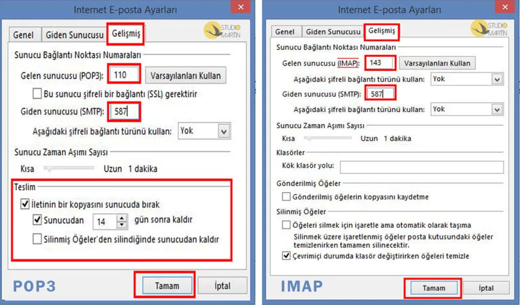 Outlook 2007 E-Mail Kurulumu? 9 Outlook 2007 POP3 ve IMAP Ayarları