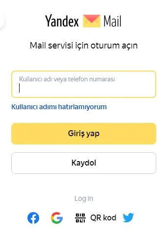 yandex kullanici adimi unuttum